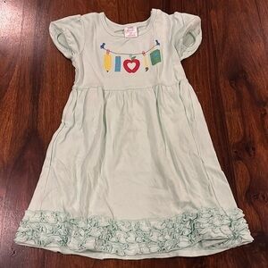 Custom 5T Mint Embroidered School Dress